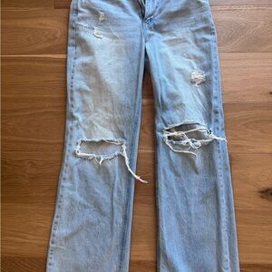 Distressed Light Blue wide leg Women's Jeans
